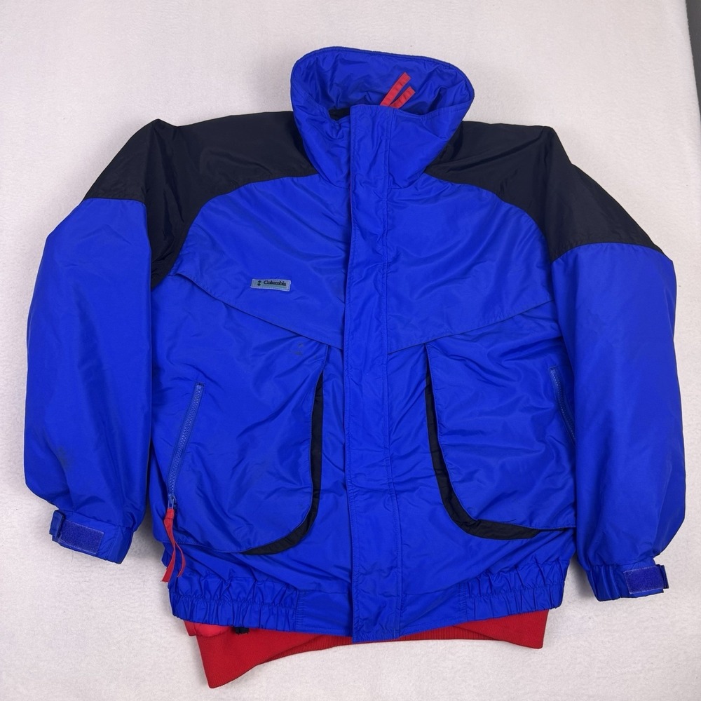 VTG 90s Columbia Powder Keg Men L Blue Black Red 3-in-1 Ski Jacket with Liner